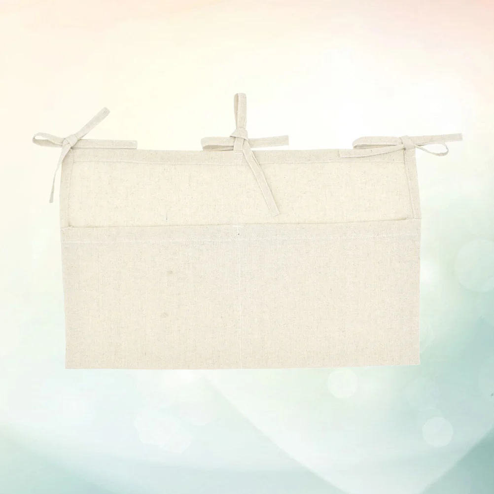 

Double Pocket Organizer Nursery Linen Bedside Hanging Storage for Kindergarten Room(Beige)