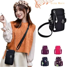 Womens Mini Shoulder Bag Oxford Waterproof Handbag Wrist Pouch Wallet Sports Cell Mobile Phone Bag Crossbody Bags for Girls