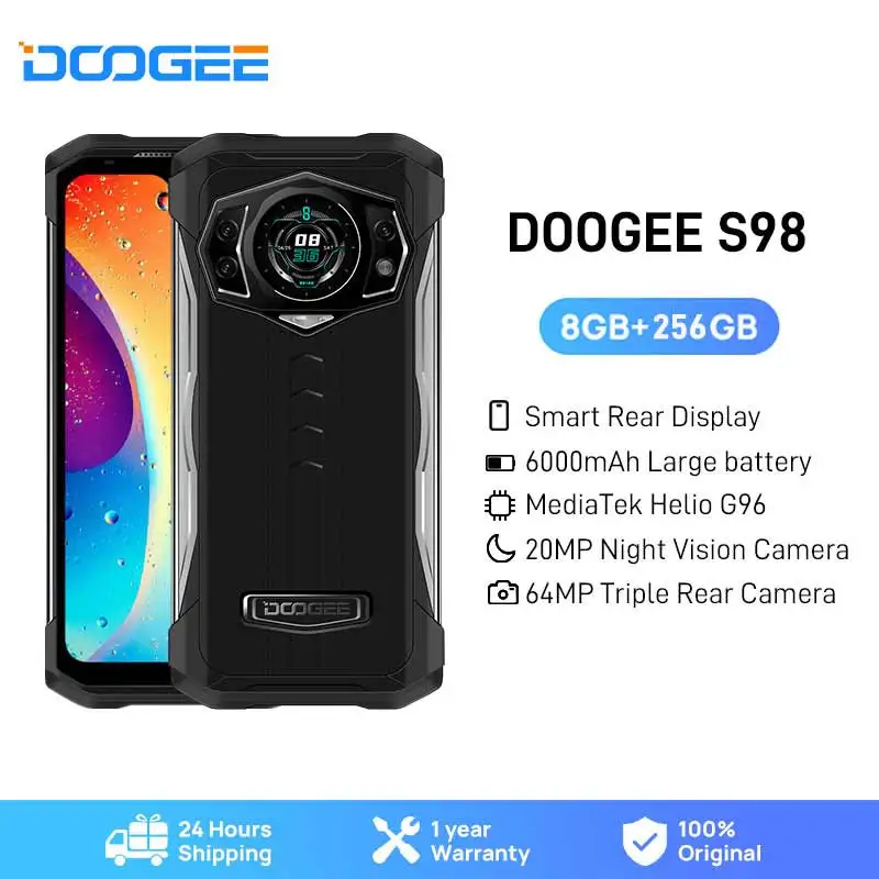 DOOGEE S98 Rugged Phone 8+256GB G96 Octa Core 6.3LCD FHD Display Dial Rear 64MP Camera SmartPhone 6000mAh Phone Android 12.0