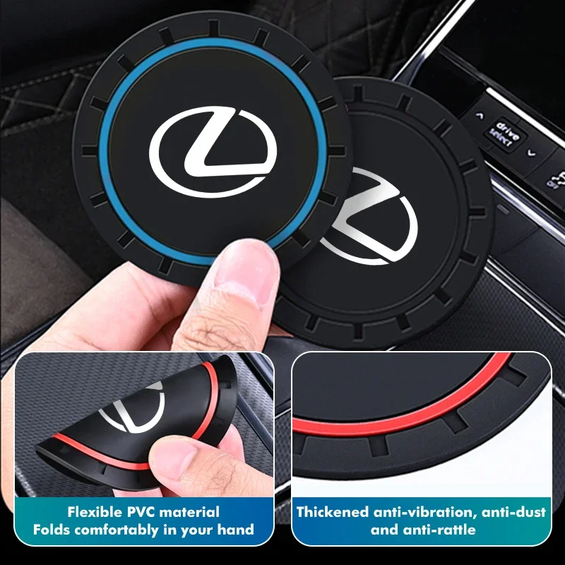 Фото Эмблемы для Lexus, 2 шт., силиконовые подставки для автомобильных стаканов, противоскользящие коврики-держатели для RX350, IS250, IS200, GS300, LX570, RC350, UX250h, ES350 №2