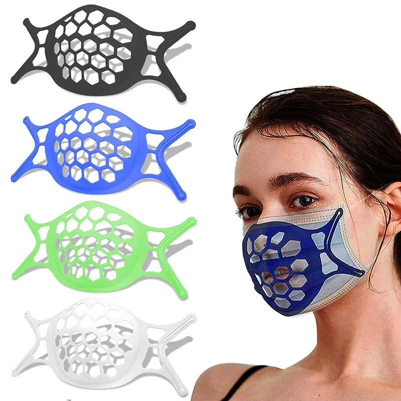 

Reusable Silicone Face Mask Bracket Easier Breathing 3D Support Frame Insert Keeps Fabric off Mouth Lipstick Makeup Protector