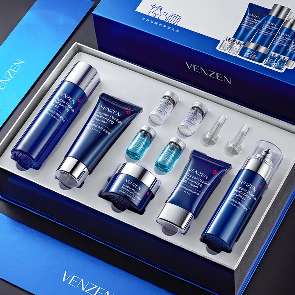 

Blue Copper Peptide Skin Care Set Hydrating moisturizing Shrink Pore Essence Beauty Health Korean Cosmetics Skin Care Products