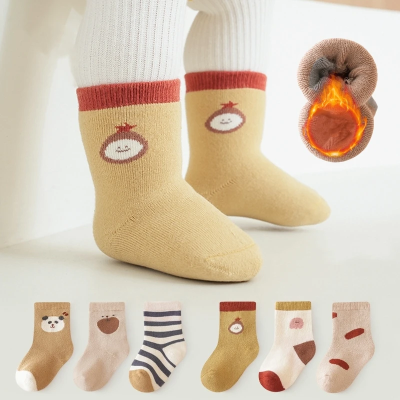 

3 пары, Детские утепленные Носки с рисунком