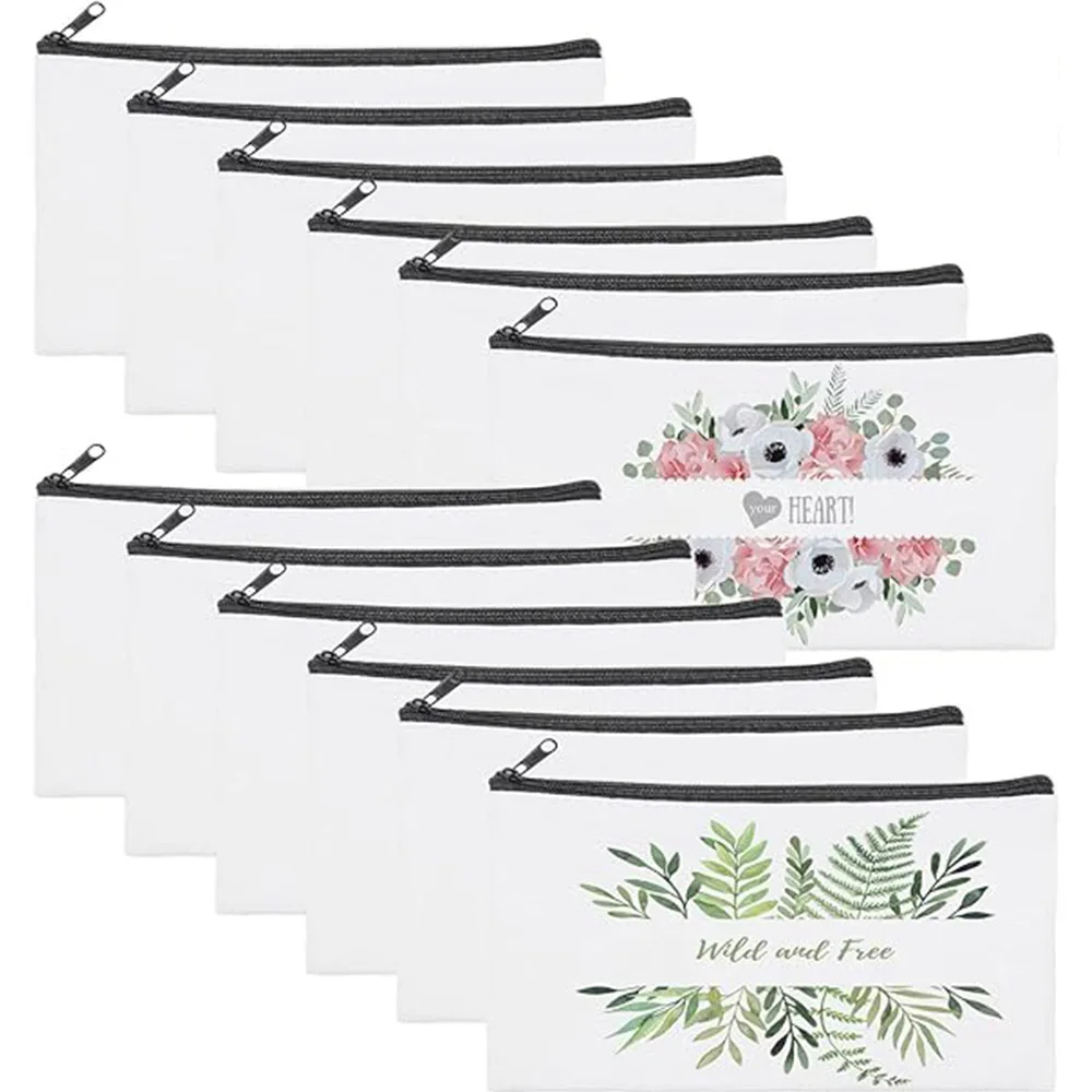 

12 шт. косметички, многофункциональные сублимационные заготовки, сделай сам, теплопередающие косметички, железные сумки на молнии, холщовая сумка