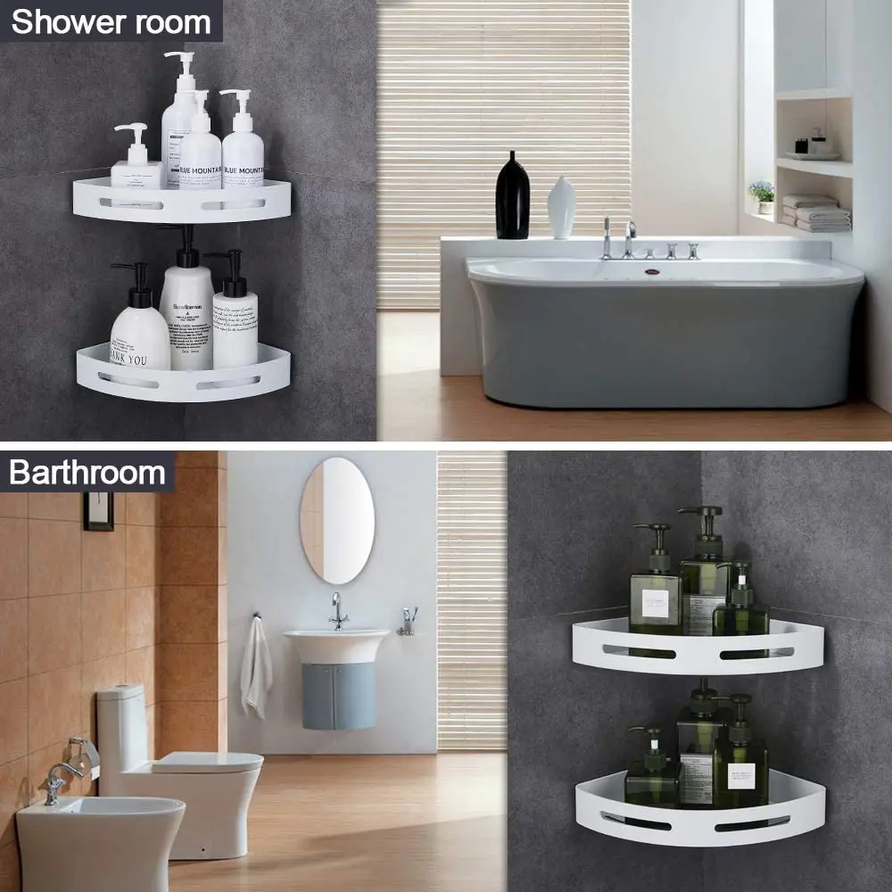 

Adhesive Basket Bathroom Shelf Wall Mounted No Drilling Kitchen Racks Aluminum Storage for Bathroom Toilet Kitchen