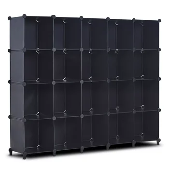 20 Cube Storage Organizer W/Doors Portable Closet Storage Cubes Wardrobe Armoire DIY Modular Cabinet Shelves for Clothes Books
