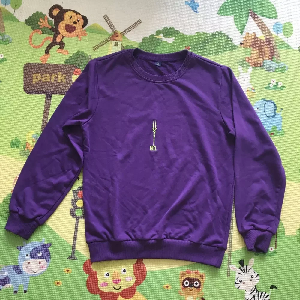 Фото Новинка 2022New EVA 01 Толстовка с вышивкой Spear of Longinus фиолетовый Повседневный пуловер свитер с круглым вырезом №3