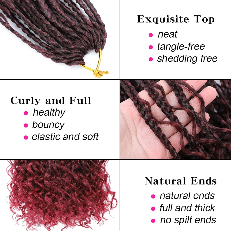 14 дюймовые косички в стиле бохо для волос кудрявые кончики 6 упаковок вязания