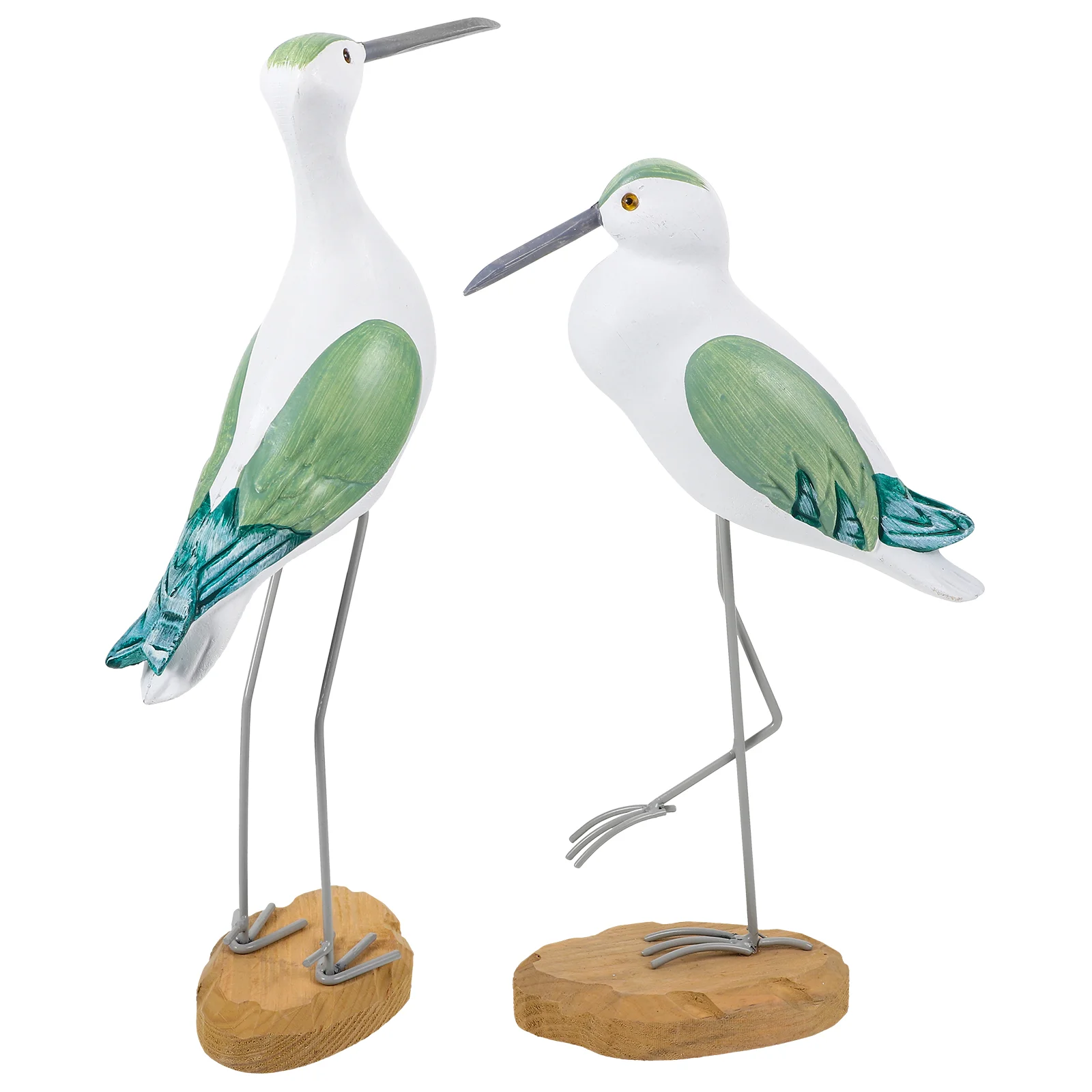 

2 Pcs Table Decoration Seagull Ornaments Seaside Mediterranean Animal Statue Figurines Wood Wooden Desktop Sculpture