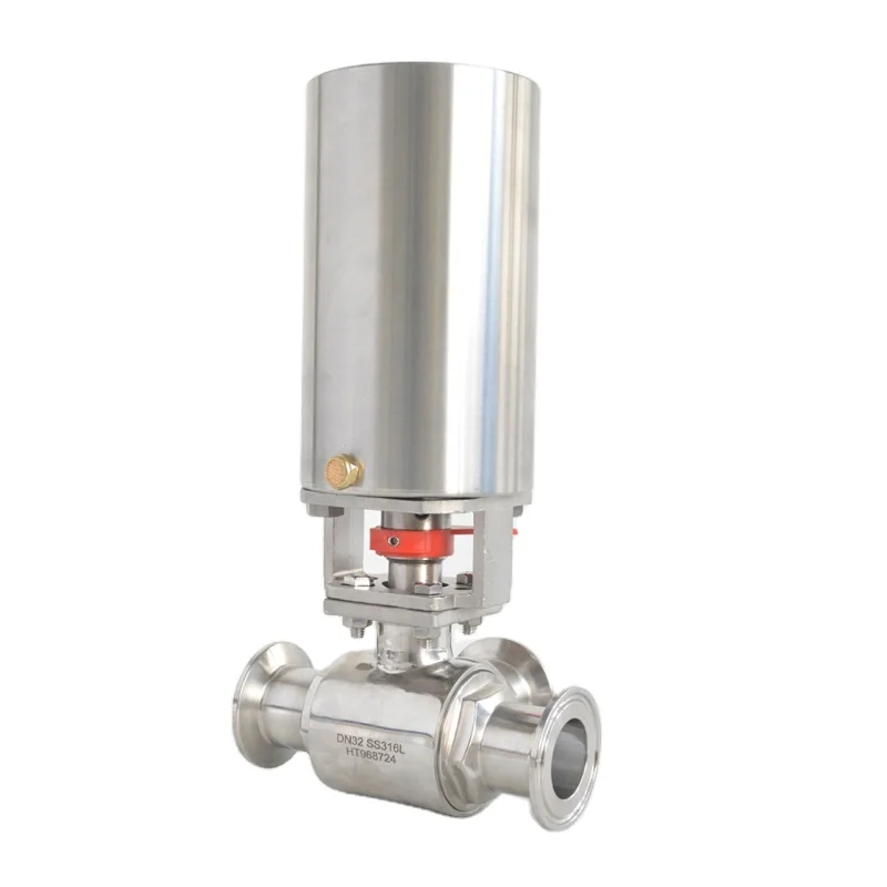 

Food Grade Stainless Stainless 1" T Type Sanitary Clamped Three Way Ball Valve With Single-Acting Pneumatic Actuator