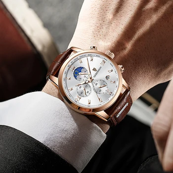 LIGE Men Watch Luxury Leather Waterproof Sport Quartz Wristwatch Chronograph Military Watch for Men Relogio Masculino Men‘s Gift Other Image