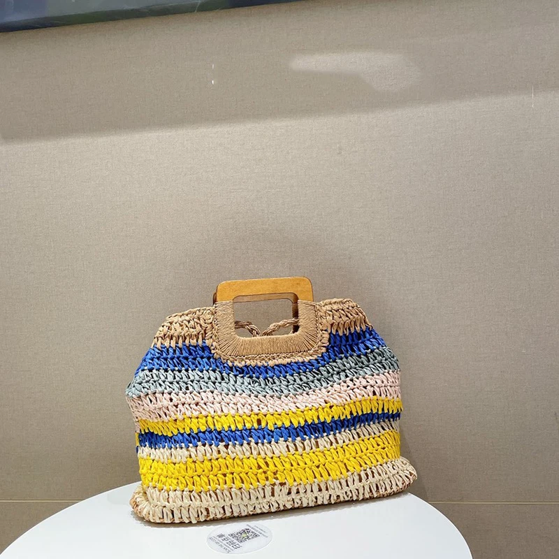 

Fashion Hollow Straw Woven Bag Square Summer Beach Shoulder Bag Women Vintage Straw CrossBody Handle Hand Bag Women Tote Bag