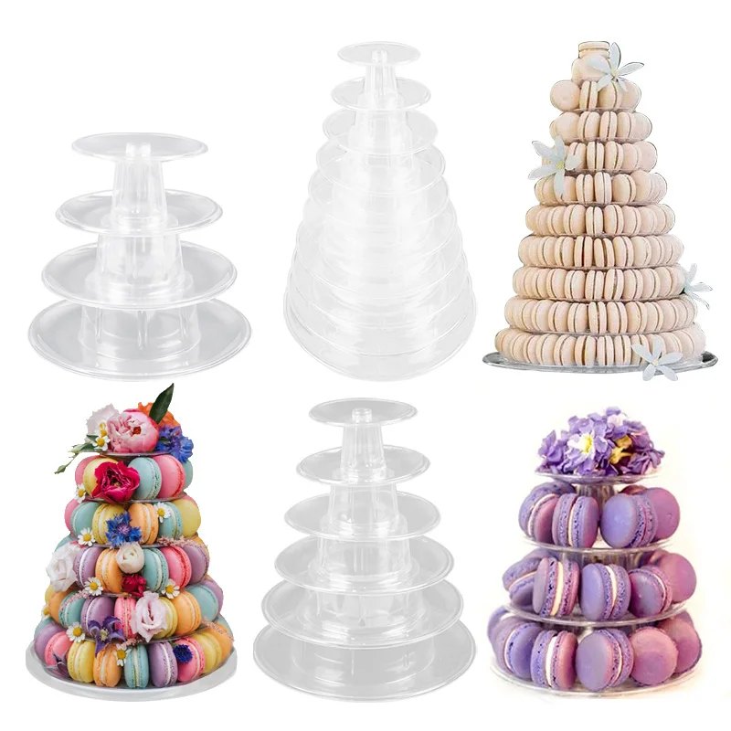 

10-Tiers Macaron Display Stand Cupcake Tower Rack Cake Stands PVC Tray For Wedding Birthday Cake Decorating Tools Bakeware