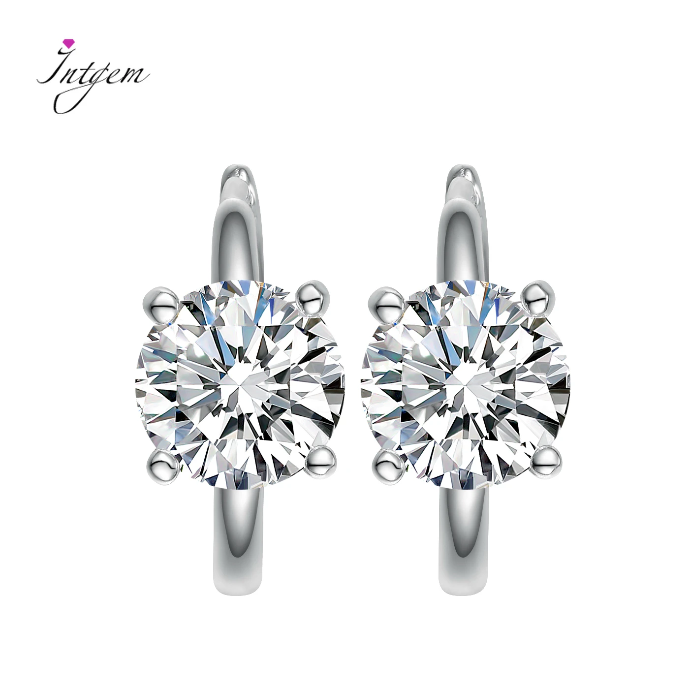 

Fashion 925 Sterling Silver Circle Hoop Earring 6.5MM Moissanite Earrings 18K Gold Plated Can Pass Diamond Test Fine Jewelri