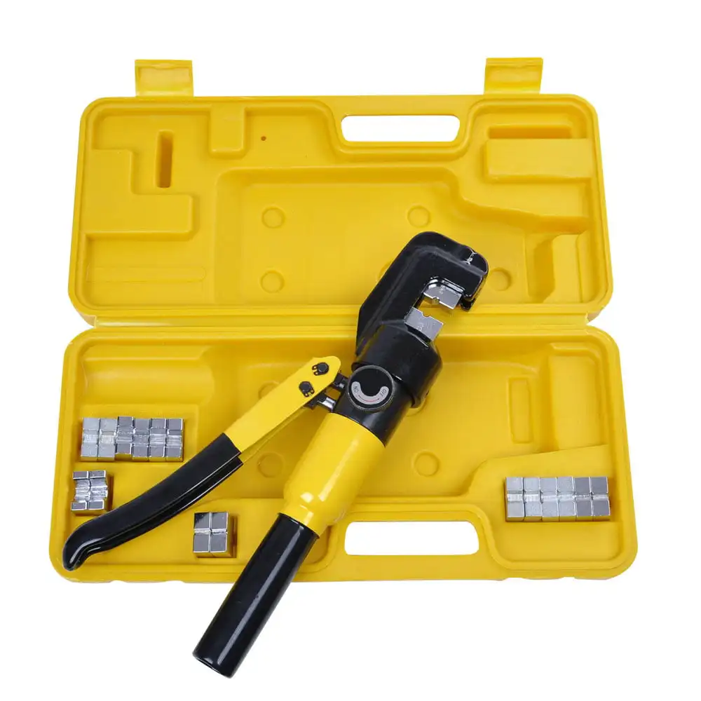 

10 Ton Hydraulic Wire Crimper Battery Cable Lug Terminal Crimping Tool with 9 Dies