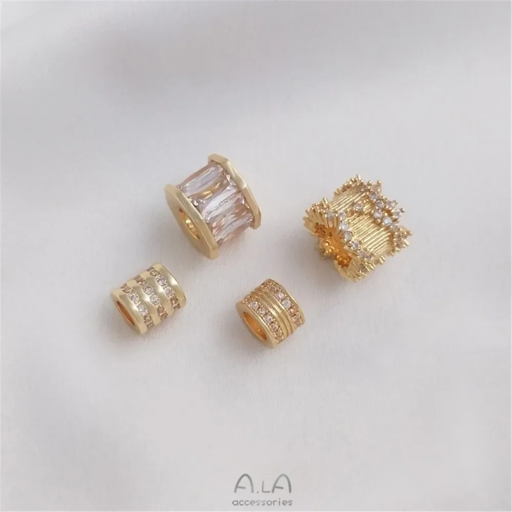 14-каратное золотого цвета микроинкрустированный циркон большое отверстие Lu Tong