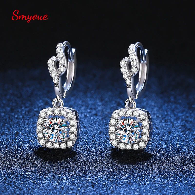 Женские серьги Smyoue из белого золота с муассанитом висячие ювелирные украшения