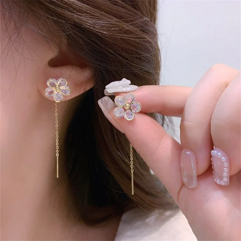 

2023 New Fashion Trend Unique Design Elegant Delicate Luxurious Flower Tassel Ear String Women High Jewelery Wedding Party Gifts