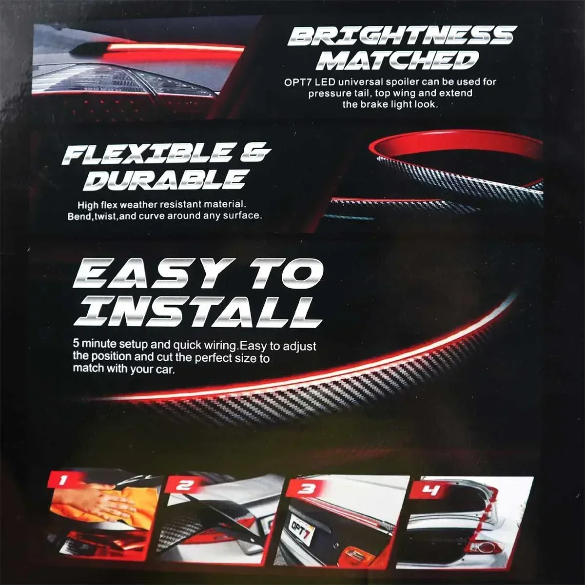 Динамический светодиодный спойлер универсальный задний багажника крыло