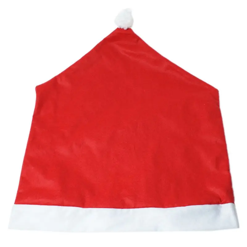 

1Pc Christmas Santa Cap Chair Back for SEAT Cover Red Hat Ball Dini