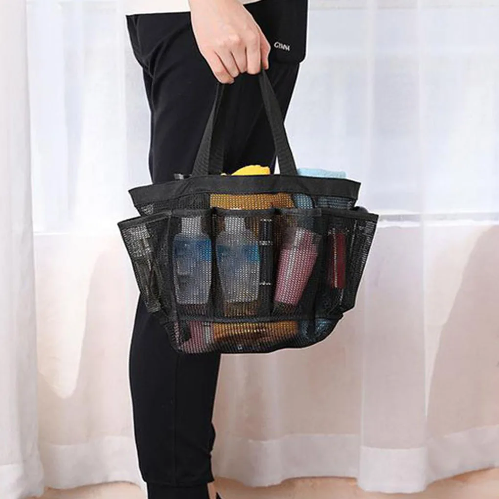 

Portable Mesh Beach Bag Shower Basket Hollow Mesh Oxford Cloth Organizer Drying Toiletry Storage Beach Bag Shoes Storage Bag
