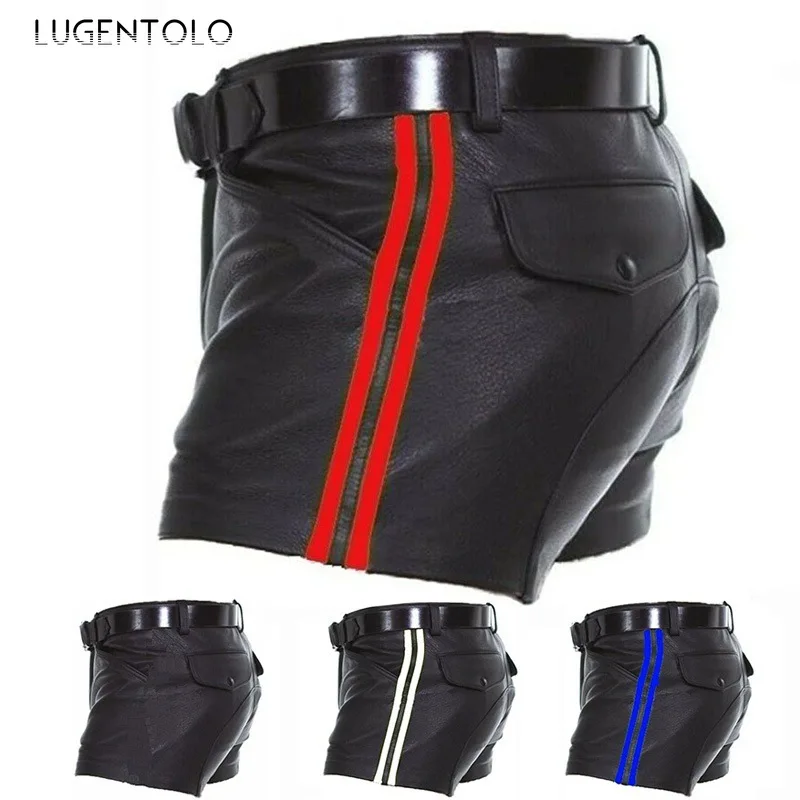 

Men PU Shorts Casual Solid Large Size Loose Faux Leather Fashion Mens Street Summer Spring Street Versatile Shorts