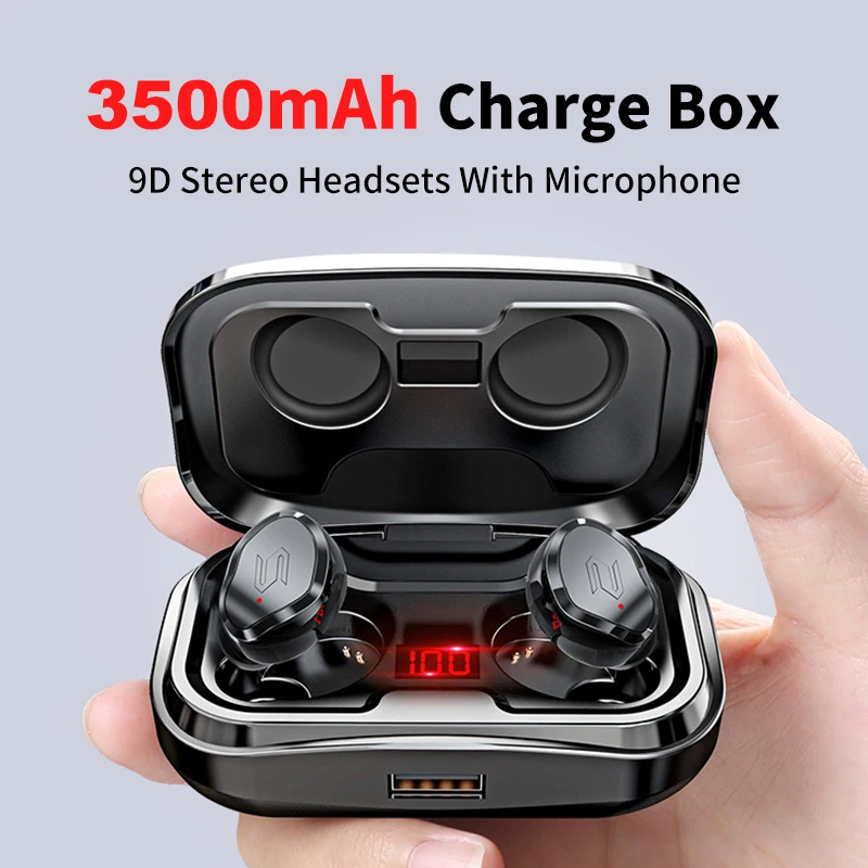 

Earphones 5.0 Bluetooth Wireless Headset 3500mAh Charge Box Sport Waterproof Noice Cancel Earbuds Headphones With Microphone 024