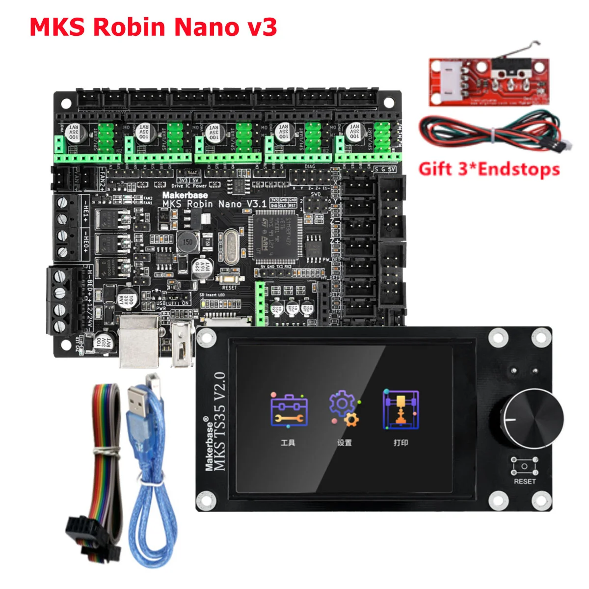 Плата управления MKS Robin Nano V3 3D-принтер 32 бита сенсорный экран TS35 для материнской