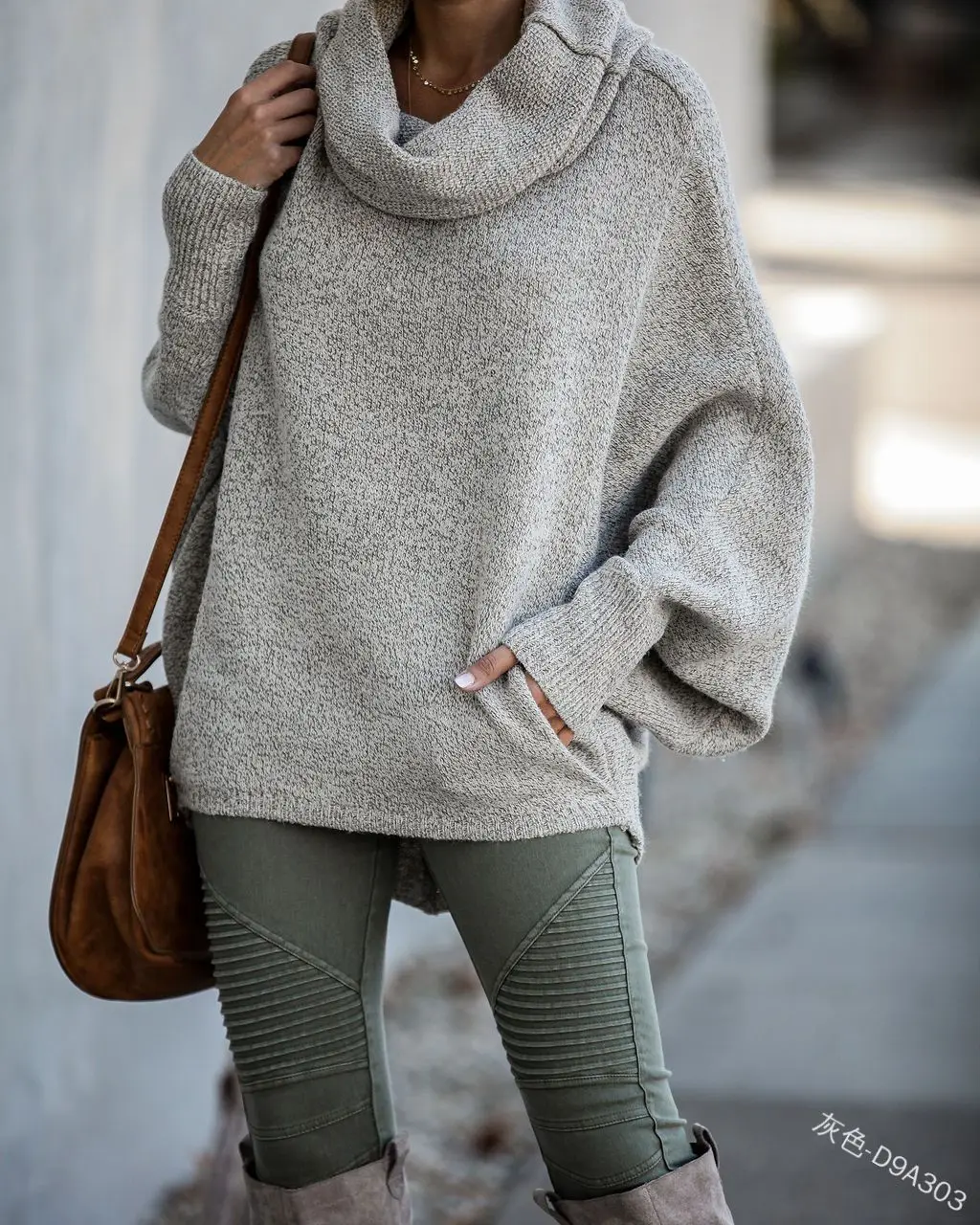 

2023 Spring Summer Solid Color Turtleneck Women's Knitwear Fashion Pullover Lantern Loose Long Sleeve Casual Sweater