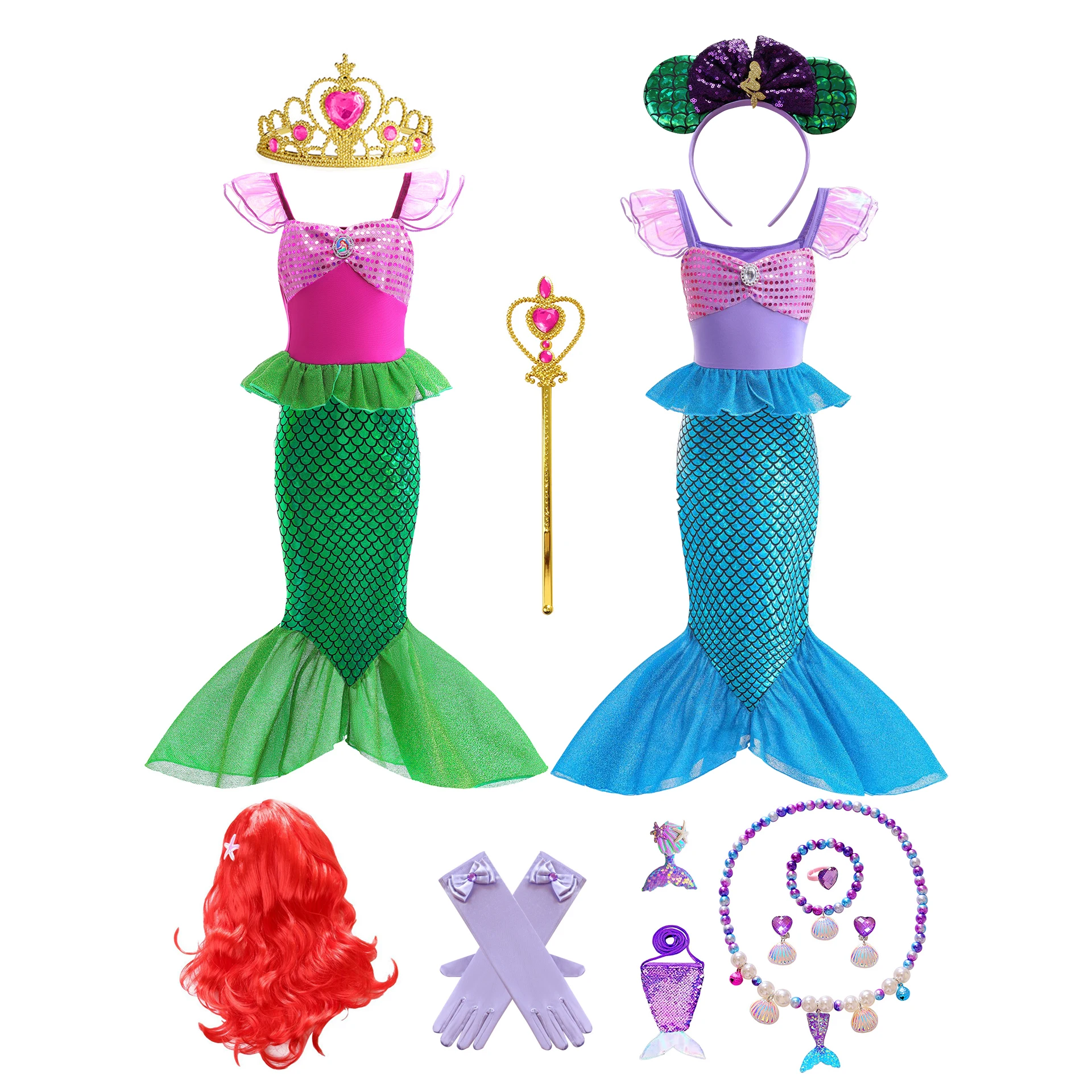

Little Mermaid Costume for Girls Mermaid Dress for Ggirls Sequined Birthday Party Carnival Cosplay Kids Princess Costume
