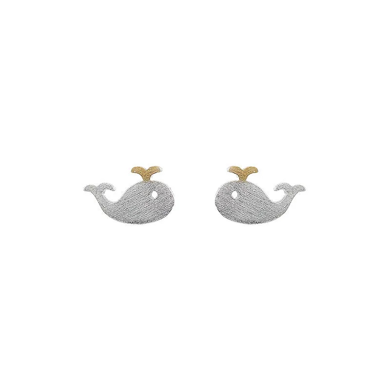 

925 sterling silver small whale stud earrings for women simple delicate small earrings fashionable earrings sleep do not pick