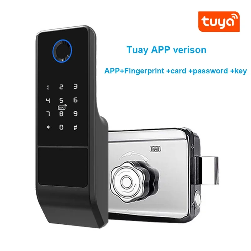 

Умный замок Tuya, водонепроницаемый WIFI TTLock, Bluetooth, отпечаток пальца, карта блокировки, цифровой код, электронный дверной замок для домашней безопасности