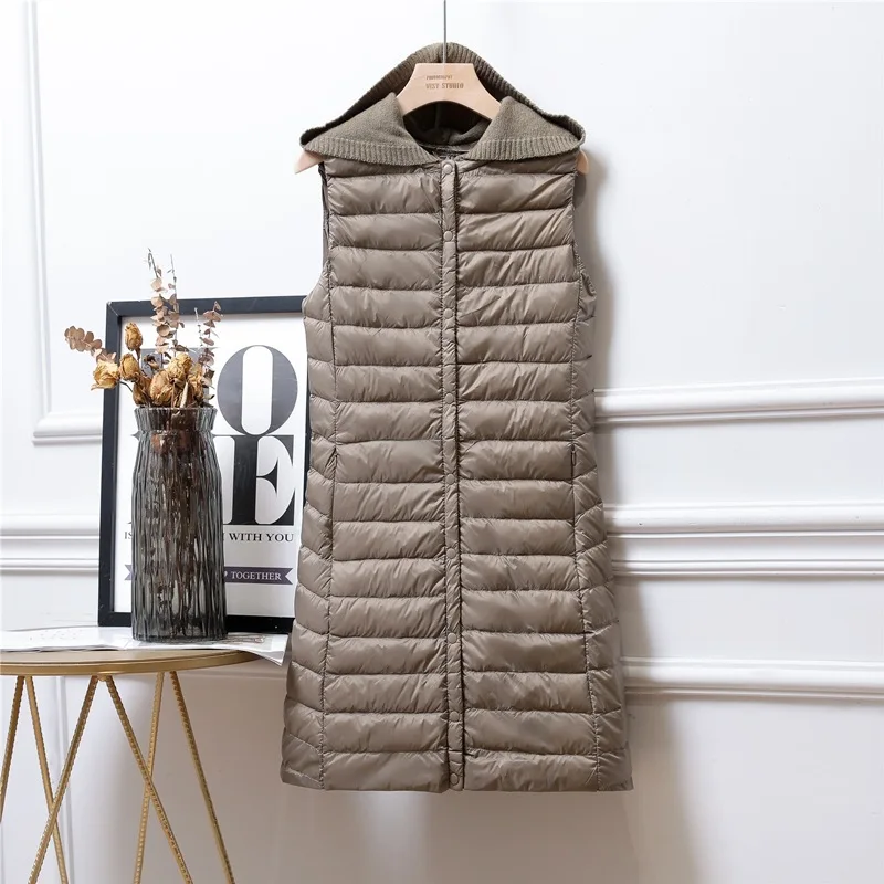 Autumn Winter Women Down Vest Literary Sleeveless Jacket Female Warm Duck Feather Coat Windproof Light Weight Puffer Waistcoat