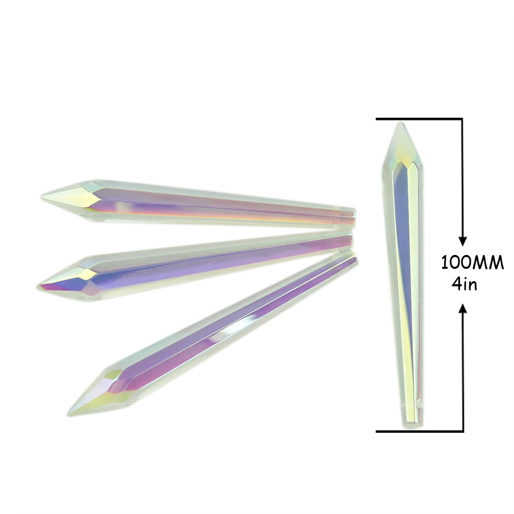 

10pcs 100mm Faceted Glass U-Icicle Drops K9 Crystal Chandelier Pendants Prisms AB Color For Marrige Wedding Home Decoration