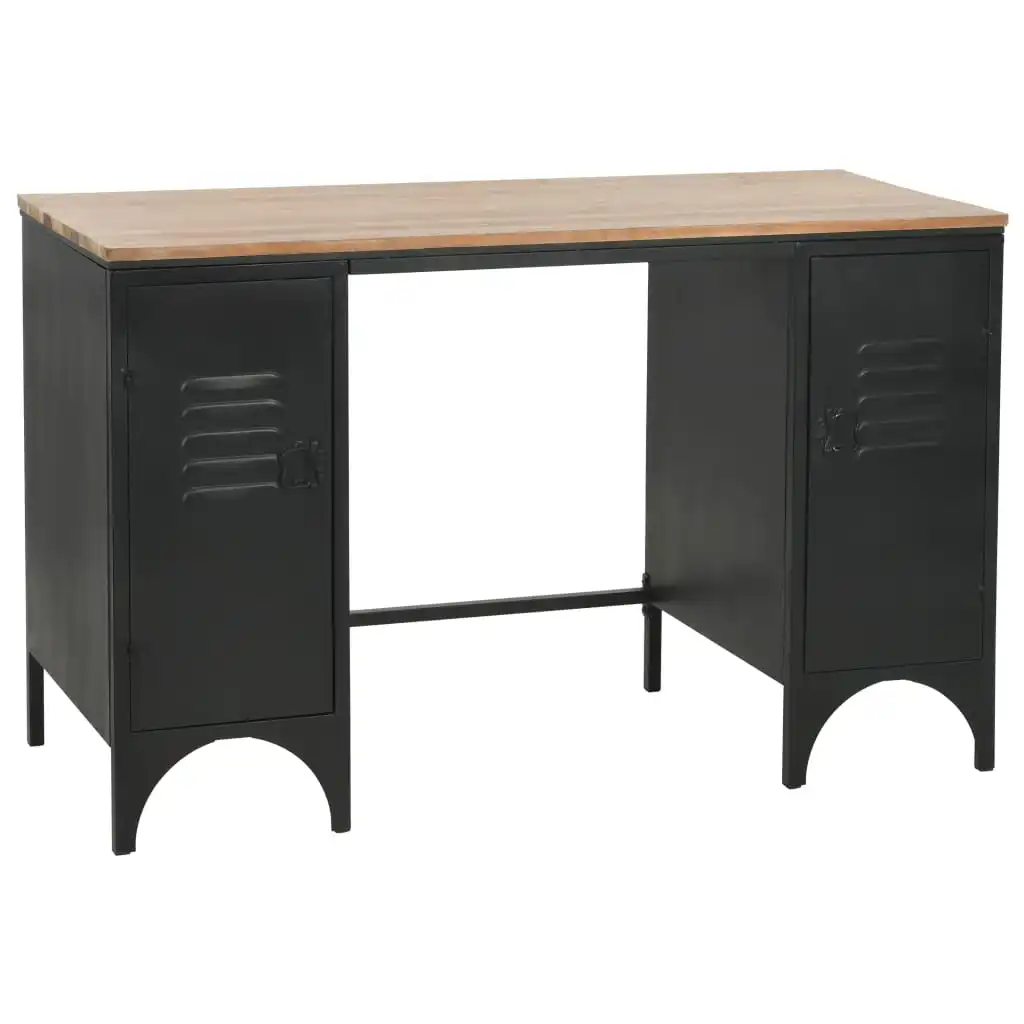 

Computer Desk with Drawer, MDF + steel Writing Table, Office Furniture Oak 110x55x75 cm