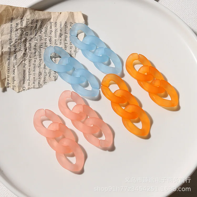 

5pcs frosted translucent blue button chain acrylic accessories diy hand chain earrings For DIY Jewelry Making Accessories