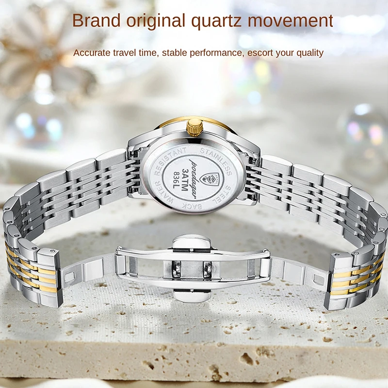 POEDAGAR Ladies Watches Top Brand Luxury Fashion Stainless Steel Blue Quartz Watch Women Waterproof Wristwatch Relogio Feminino enlarge