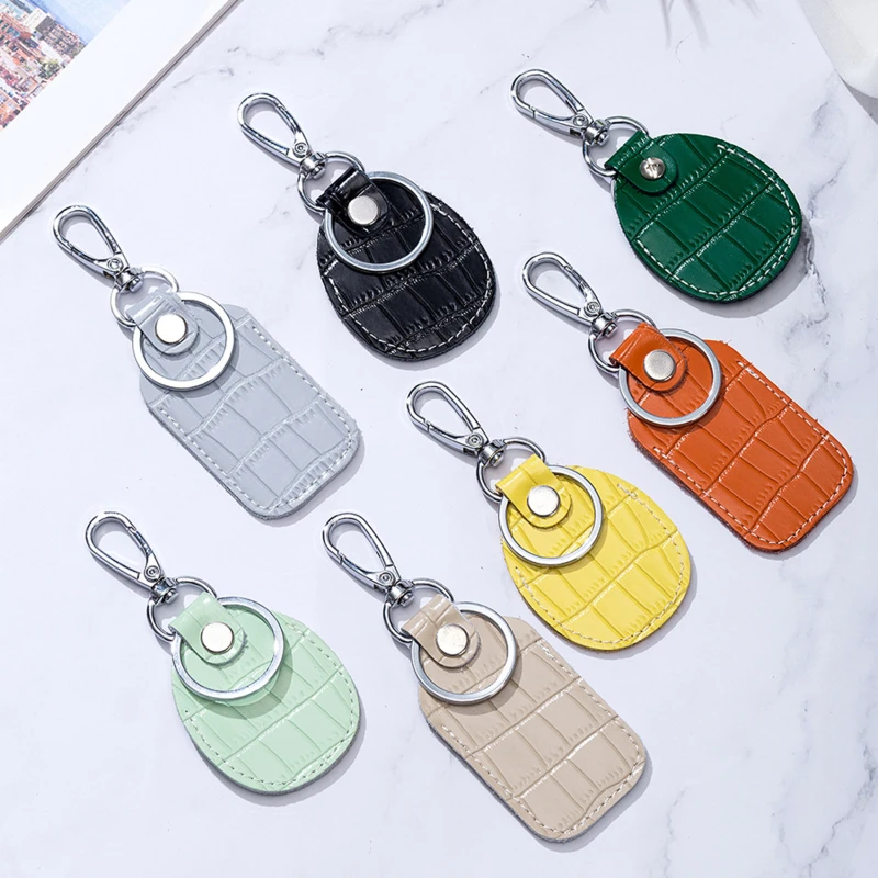 

Pu Leather Card Cover Solid Color Alarm Tag Intercom Key Access Entrance Card Set Car Key Holder Guard Card Protecter