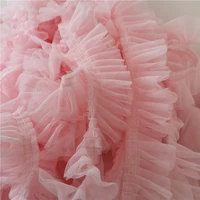 1yard pleated tulle pink yellow lace trim fabric 5cm blue purple green lace ribbon sewing guipure decoration dentelle encaje x09