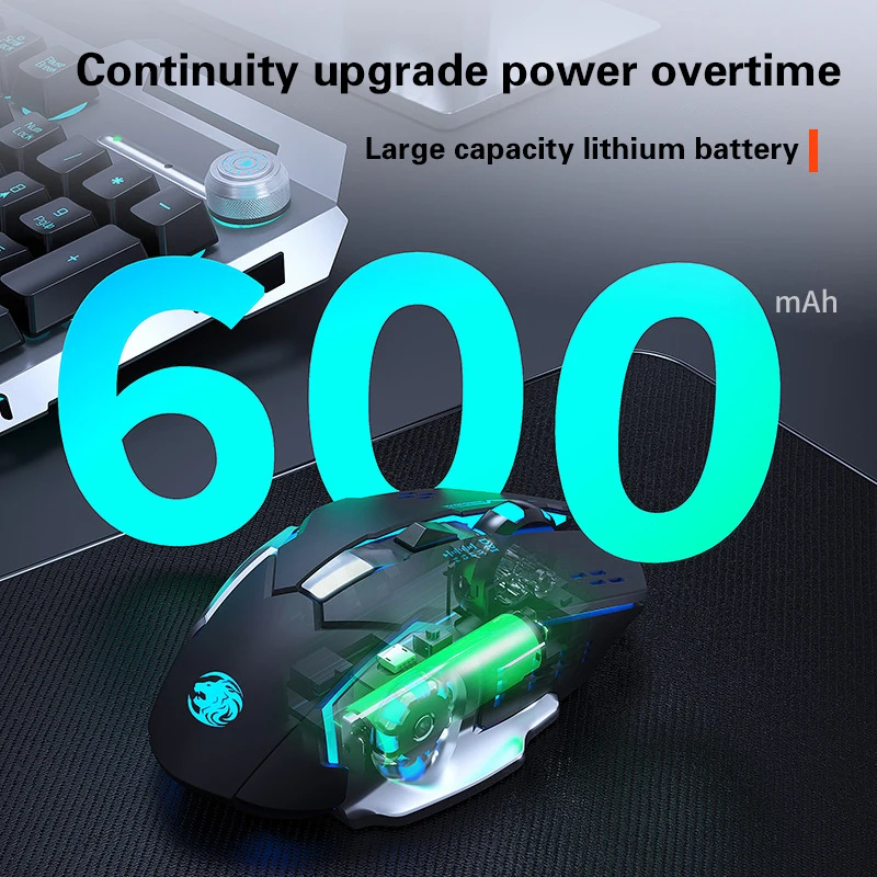 

Gaming Mouse Rechargeable 2.4GWireless Bluetooth Mouse Mute Ergonomic Mouse For Computer Laptop LED Backlit Mice For IOS Android