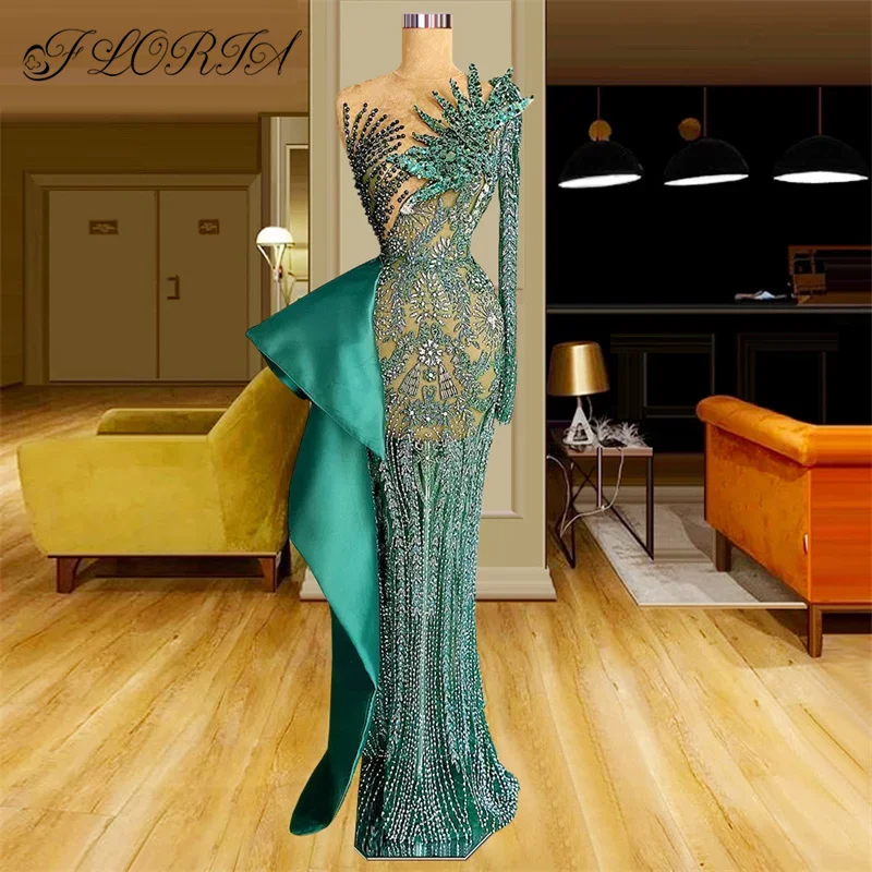 

Элегантное женское вечернее платье, темно-зеленое платье с бисером и юбкой-годе, с открытым плечом, в стиле Звезд