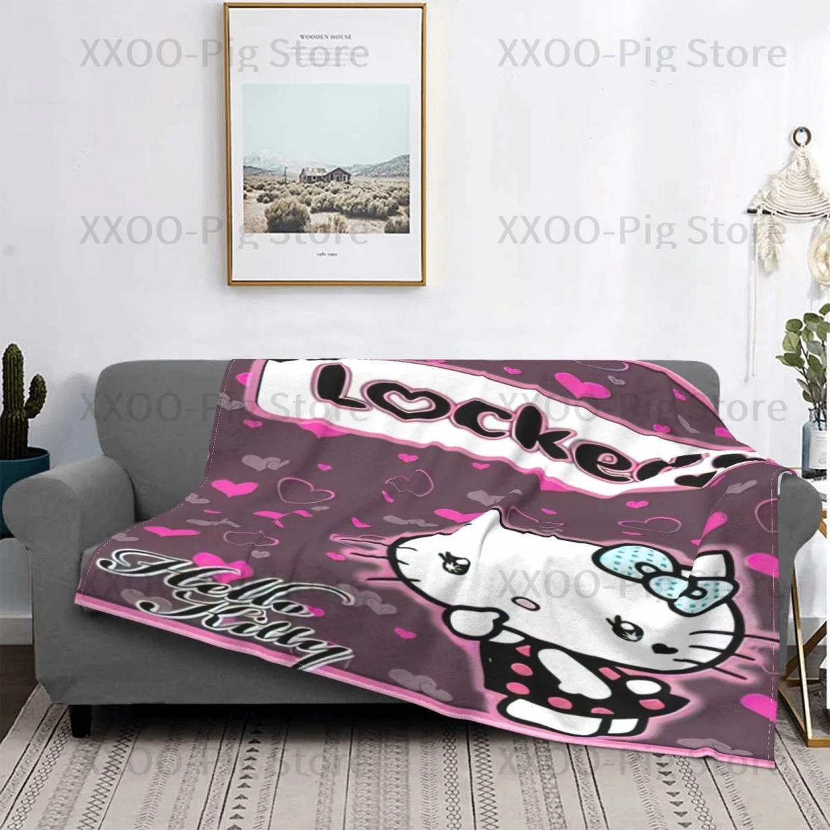 

high quality Cute Hellos Kitties Throw Blanket Fuzzy Warm Throws for Winter Bedding 3D Printing Soft Micro Fleece Blanket