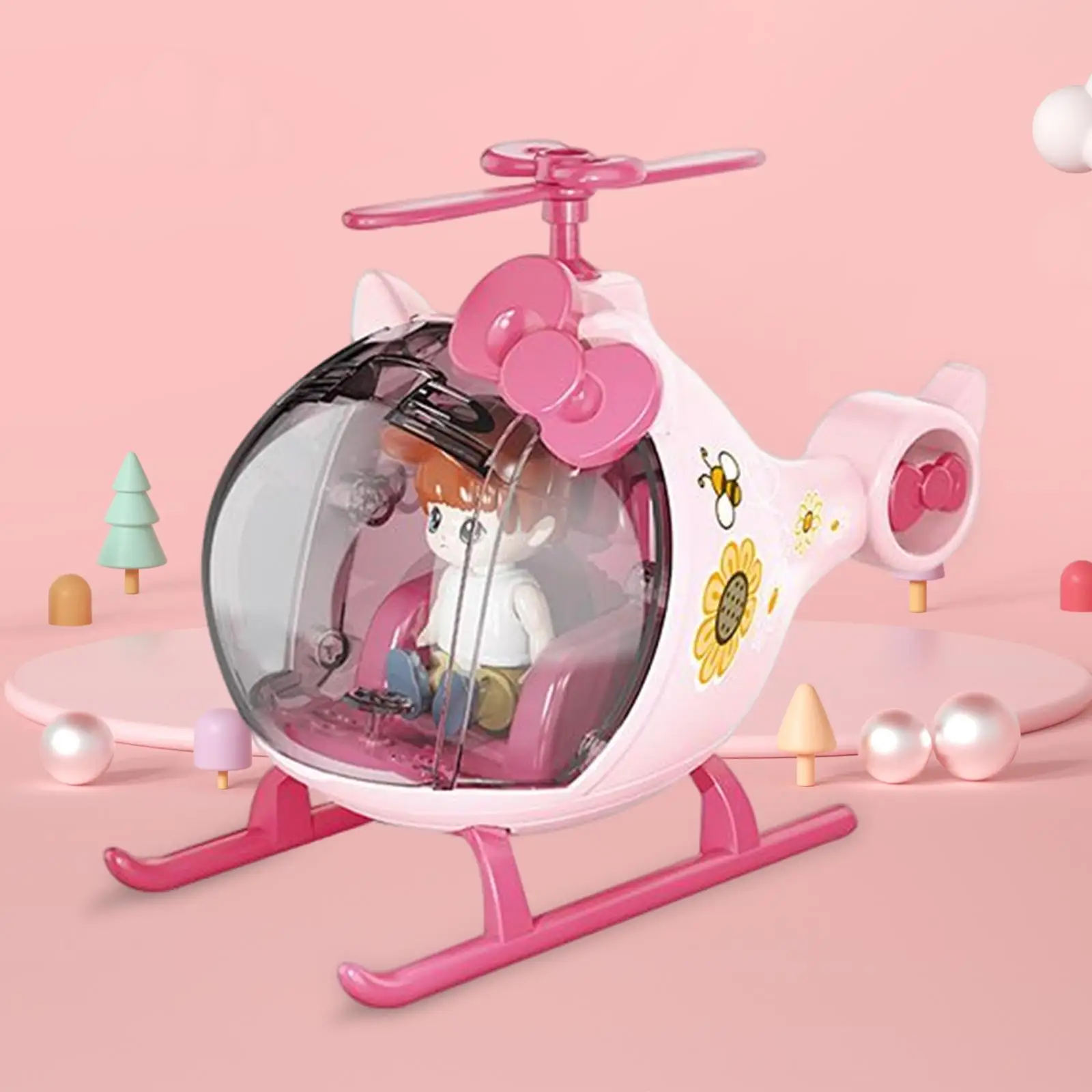 

Cute Helicopter Pretend Toy Scene Toy Inertial Taxiing for Gifts