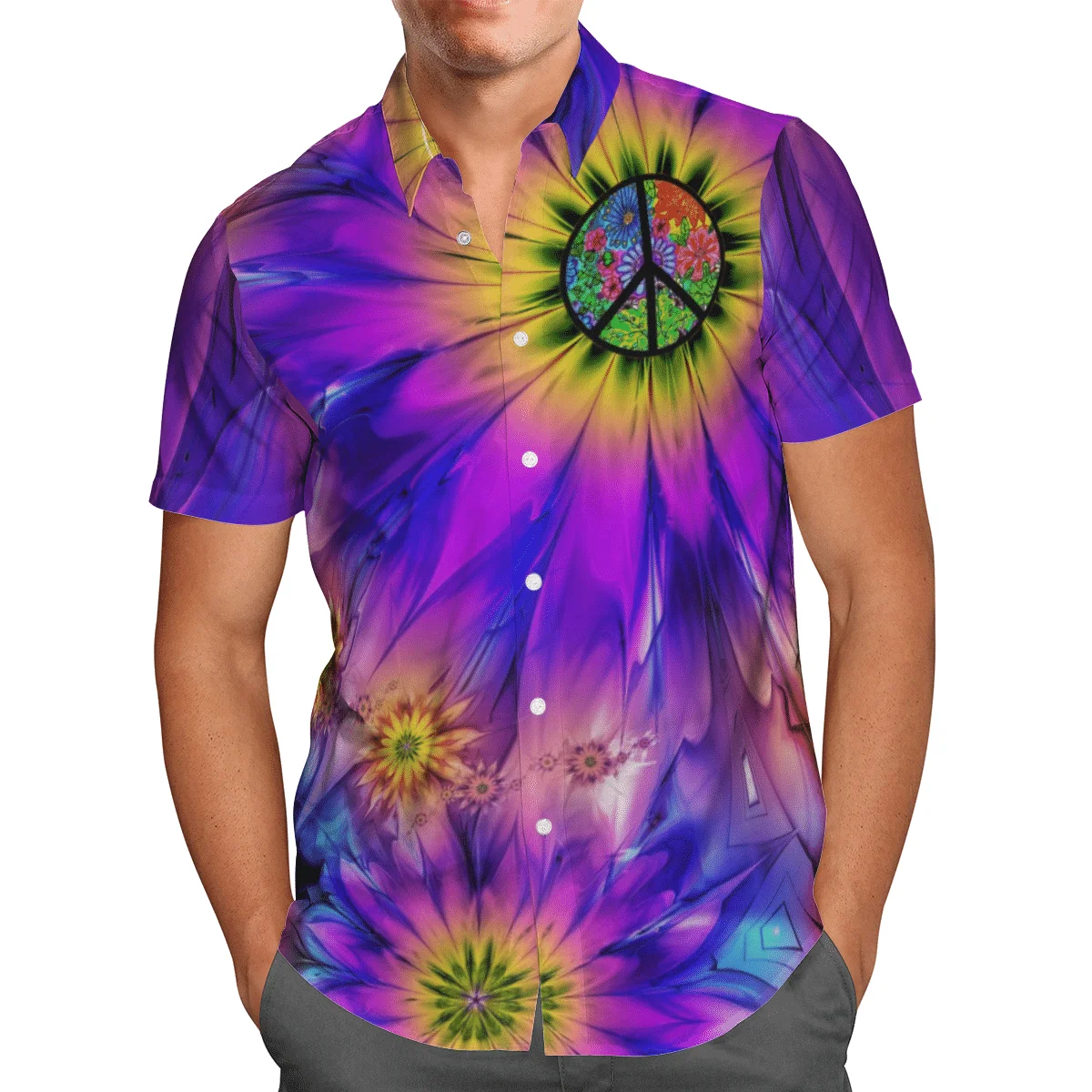 Hippie Hawaiian Shirt Button shirts Summer Holiday Casual Beach Short-sleeve 3D Printed 2022 Fashion Mens Hip Hop Lapel US Size