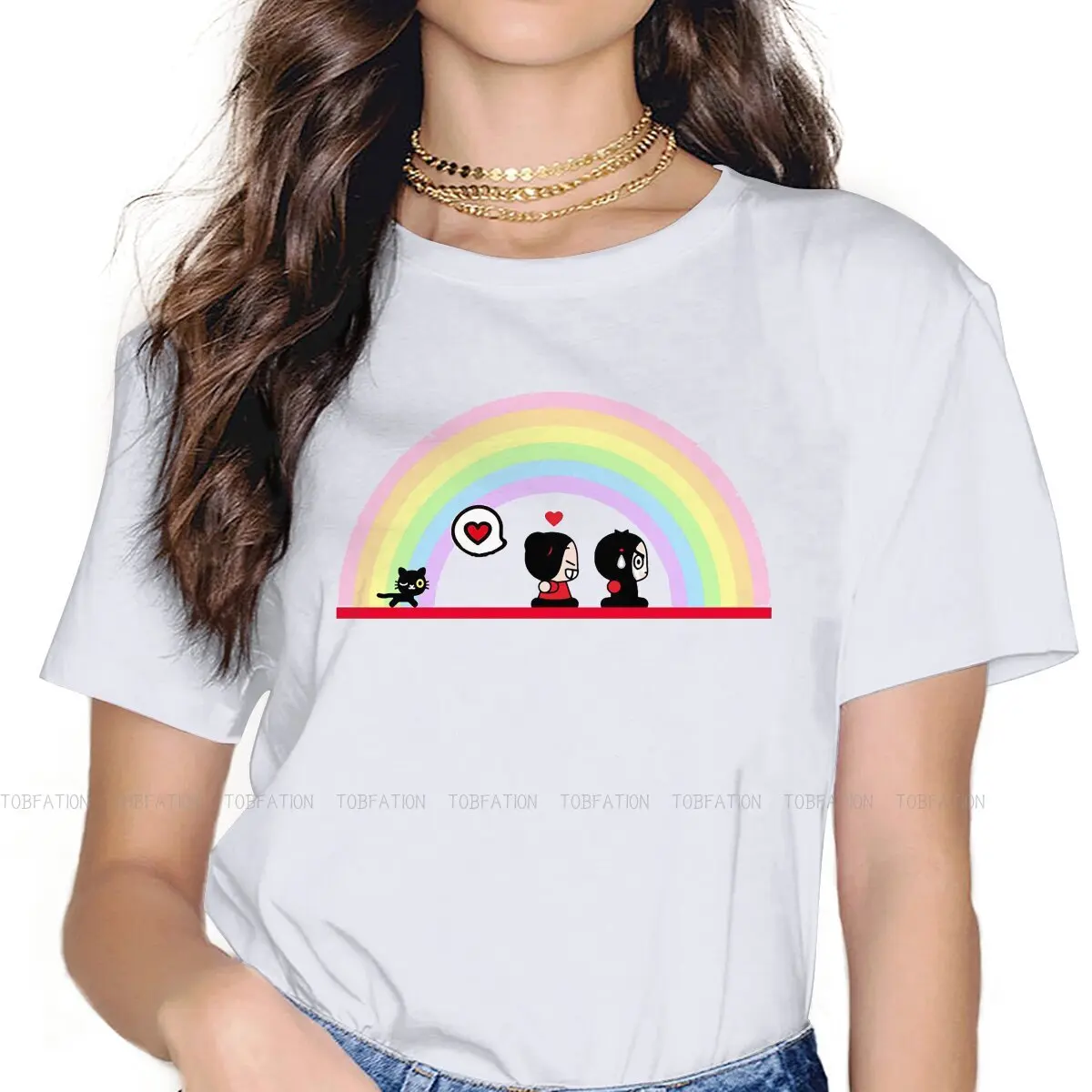 

Pucca China Doll TShirt for Woman Girl Funny Love Rainbow 5XL Summer Tee T Shirt High Quality Trendy