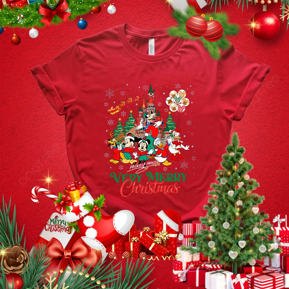 Женская рождественская футболка с принтом Микки Мауса Дональда Дака Диснея