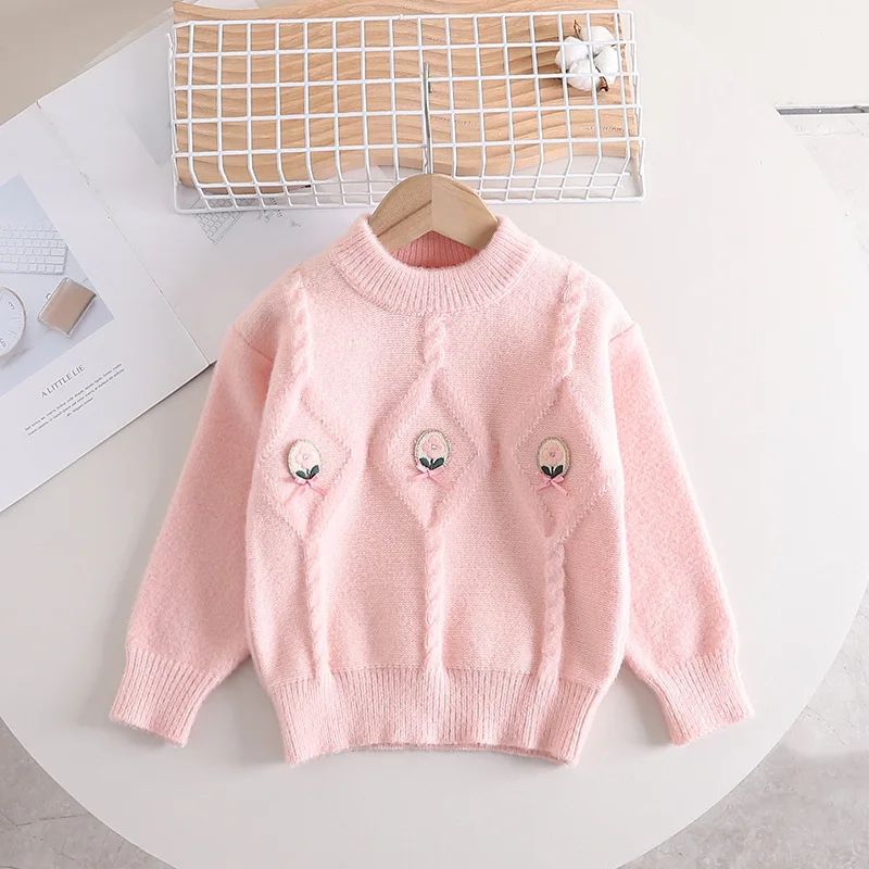 

Свитера для девочек на осень-зиму, детские вязаные свитера для маленьких девочек, шерстяная одежда, топы от 3 до 8 лет