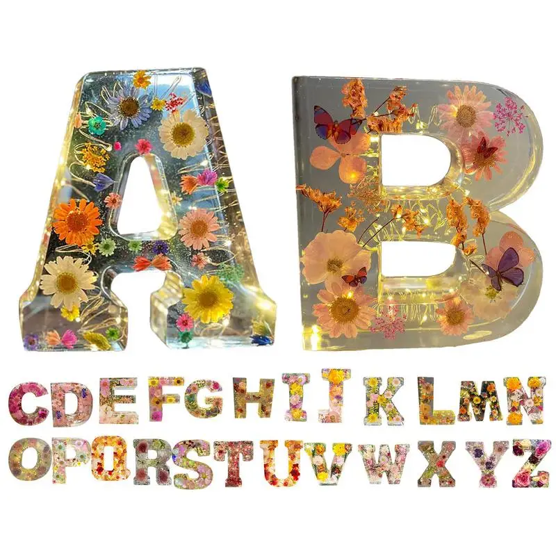 Декоративная настольная лампа с буквами и сухими цветами для спальни