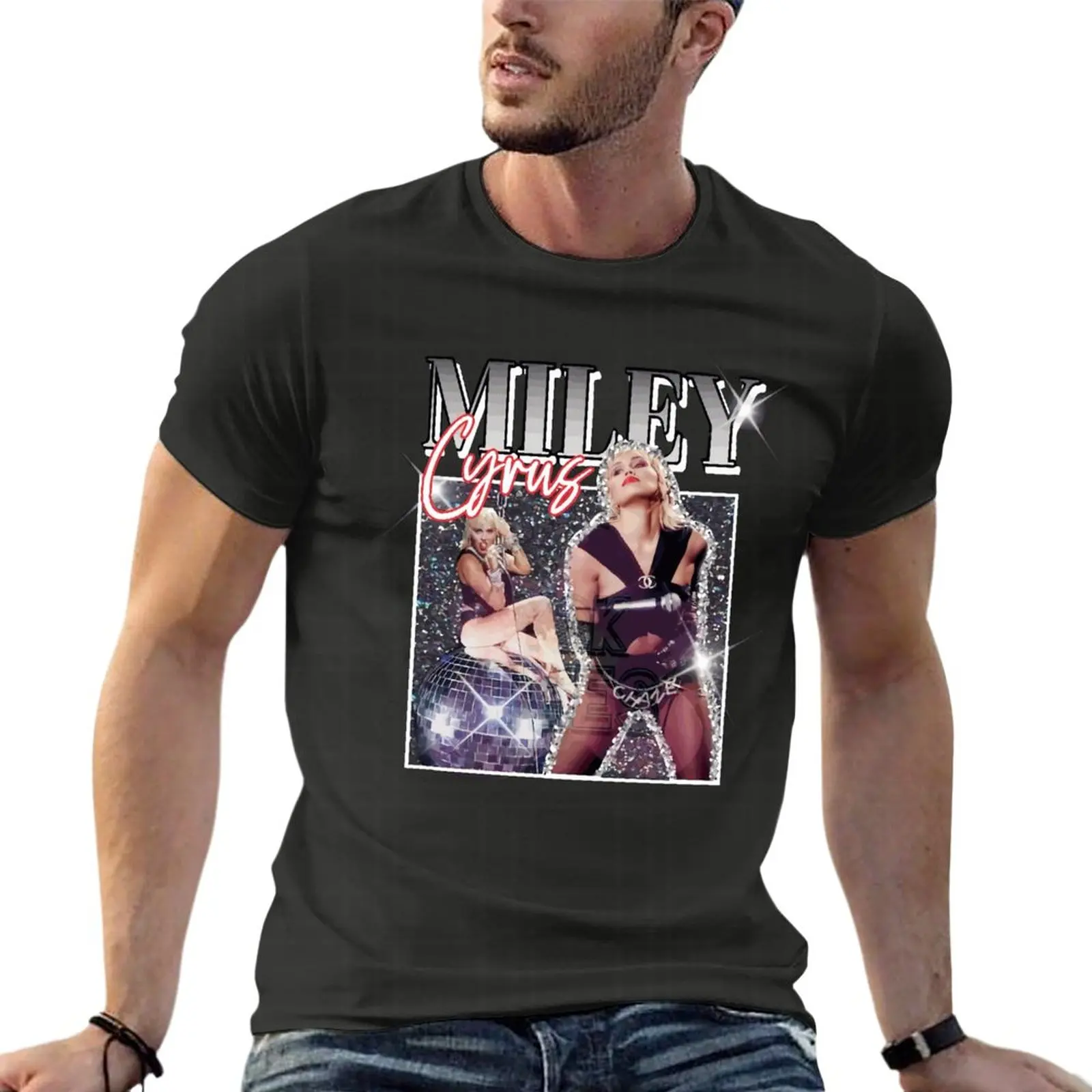 

Miley Cyrus 90'S Oversize T Shirts For Mens Clothes Short Sleeve Streetwear Plus Size Top Tee