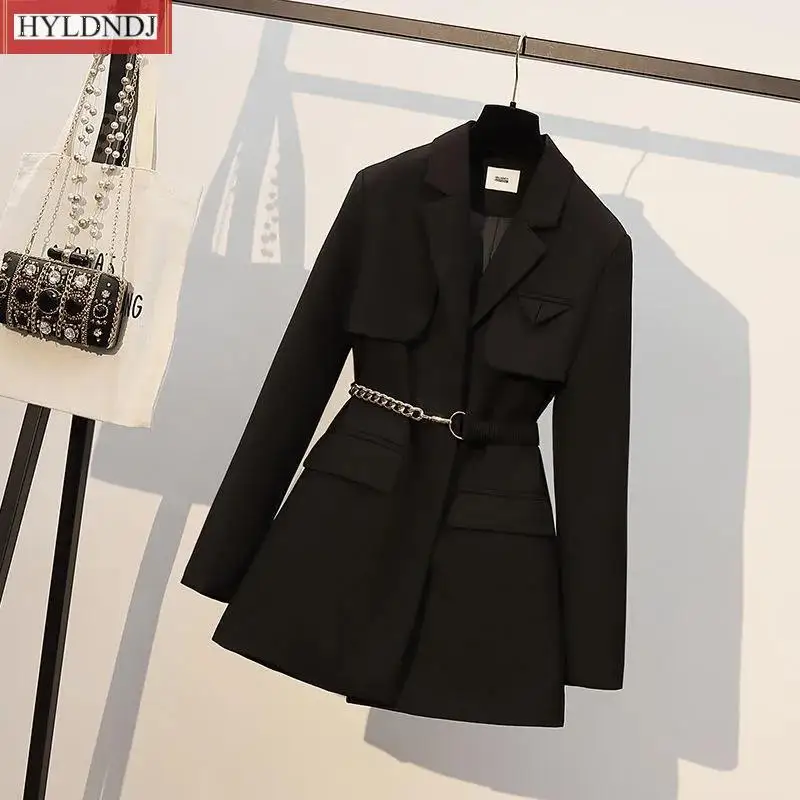 2023 New Design Sense Niche Loose Belt Suit Jacket Waist Windbreaker Female Blazer with Lining Trend Street Women Fashion Blazer